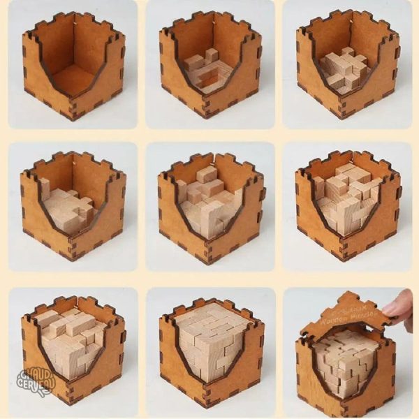 Cube en bois 3D, casse-tête difficile à résoudre