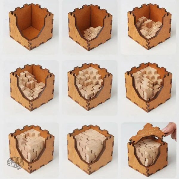 Cube 3D en bois, jeu d'esprit stimulant
