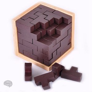 Casse-tête Cube : jeu d'esprit en bois