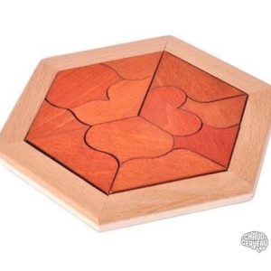 Casse-tête en bois tangram "Pique & Coeur" pour enfants et adultes