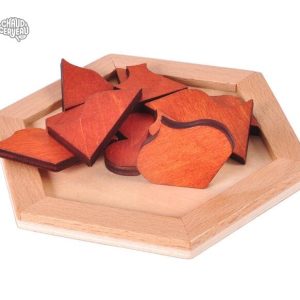 Jeu de tangram en bois avec formes de pique et cœur, éducatif et ludique