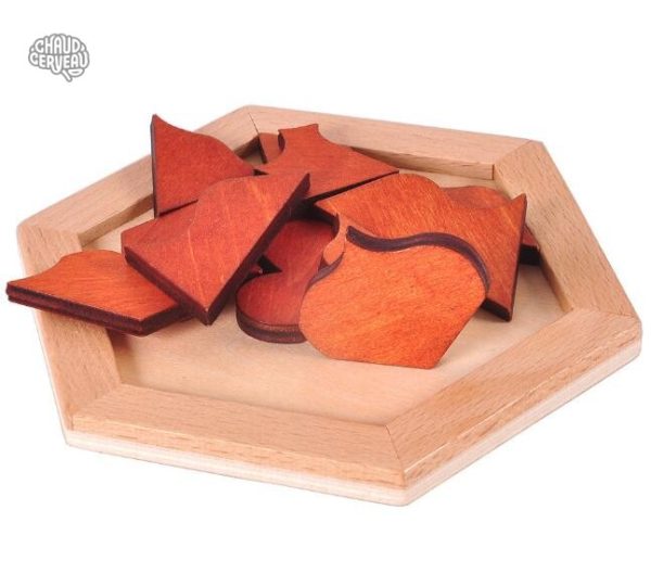 Jeu de tangram en bois avec formes de pique et cœur, éducatif et ludique