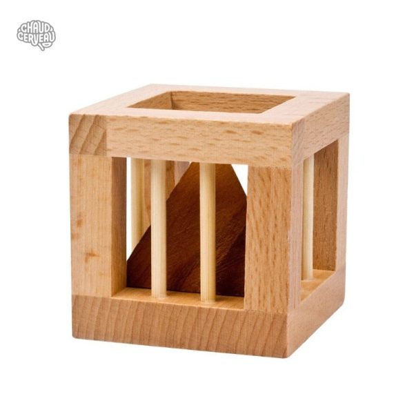 Casse-tête en bois triangle en cage, jeu de réflexion