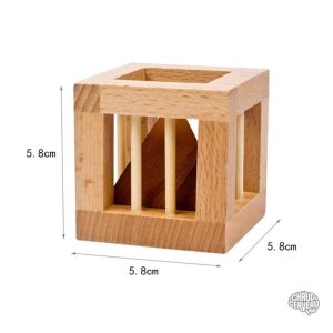 Puzzle en cage en bois, conception unique, activité ludique