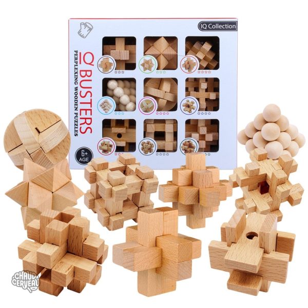 Coffret Casse-tête en Bois 9 pièces, jeu éducatif pour enfants