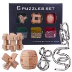Coffret casse-tête 6 pièces en bois et métal