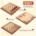 Jeu d'échecs en bois avec aimants intégrés