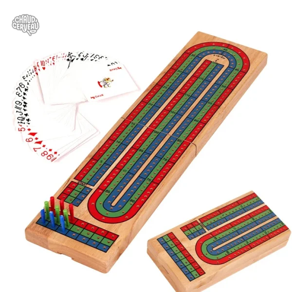 Cribbage - Jeu de stratégie en bois pliable pour soirées