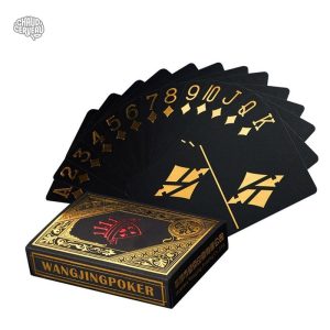 Jeu de Cartes Étanche Or/Argent Noir