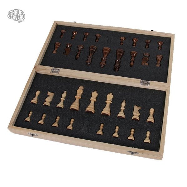 Échecs en bois avec plateau pliable et aimanté