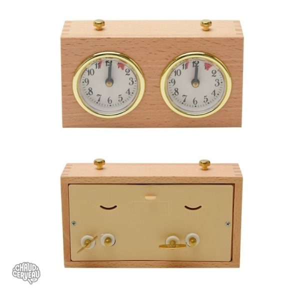 Horloge d'échecs en bois classique