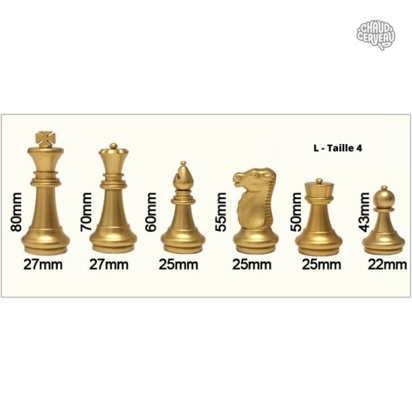 Pièces d'échecs haut de gamme, design or et argent