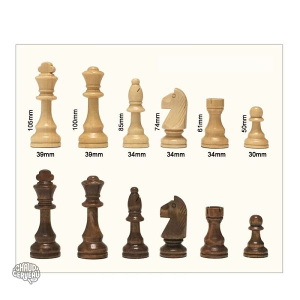 Jeu d'échecs en bois, pions taille 8, idéal pour les passionnés