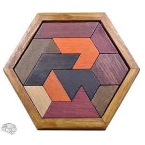Casse-tête en bois hexagonal Tangram pour stimuler la réflexion