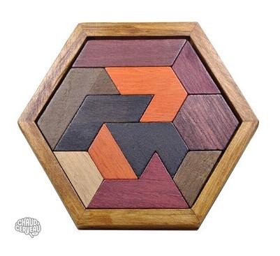 tangram-hexagonal-en-bois-1 Casse-tête en bois hexagonal Tangram pour stimuler la réflexion