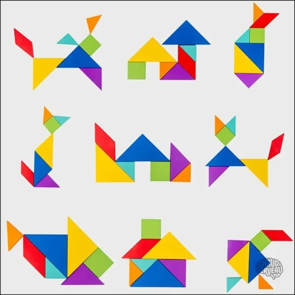 Puzzle magnétique tangram, parfait pour la réflexion spatiale
