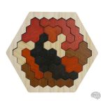 Tangram en bois - Casse-tête Nid d’Abeille